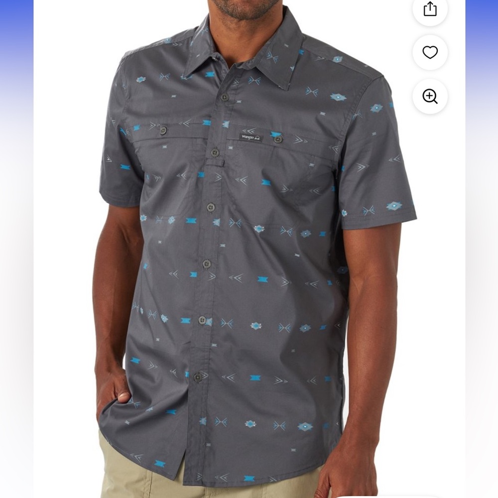 Wrangler Men's Shirt Sz Small Outdoor Short Sleeve Utility Camp Cotton‎ Gray